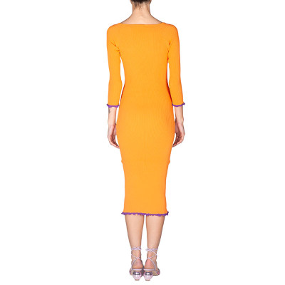 DRESS RIB-KNITTED WITH FINISHING IN CONTRAST